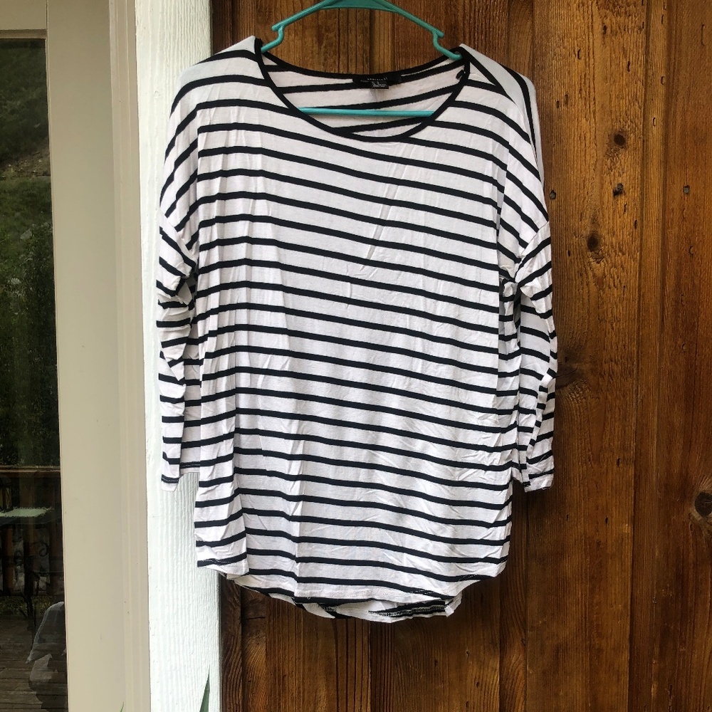 Black & White Striped 3/4 Length Shirt